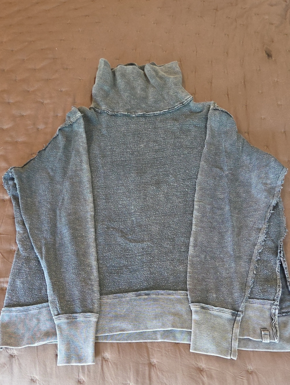 We The Free DISTRESSED Slate Gray Turtleneck Sweater
